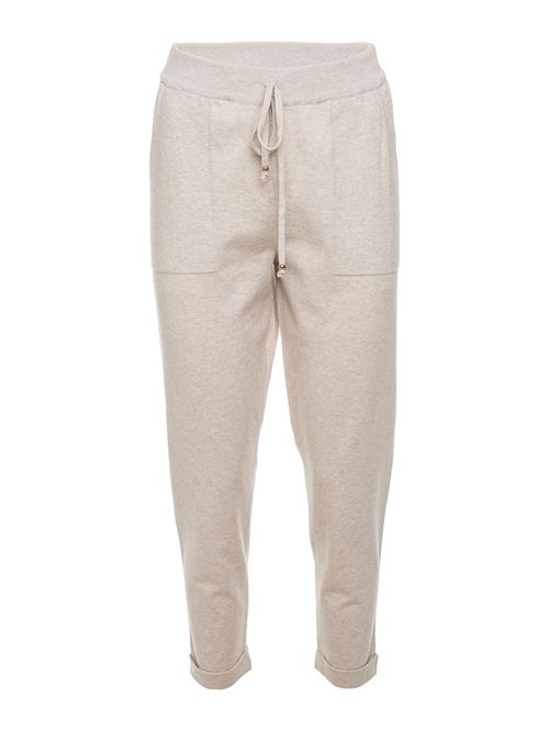 Calça em Tricô com Barra Italiana Bege