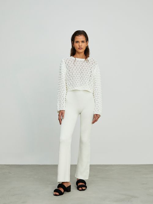 Cropped em Ponto Pipoca Off white