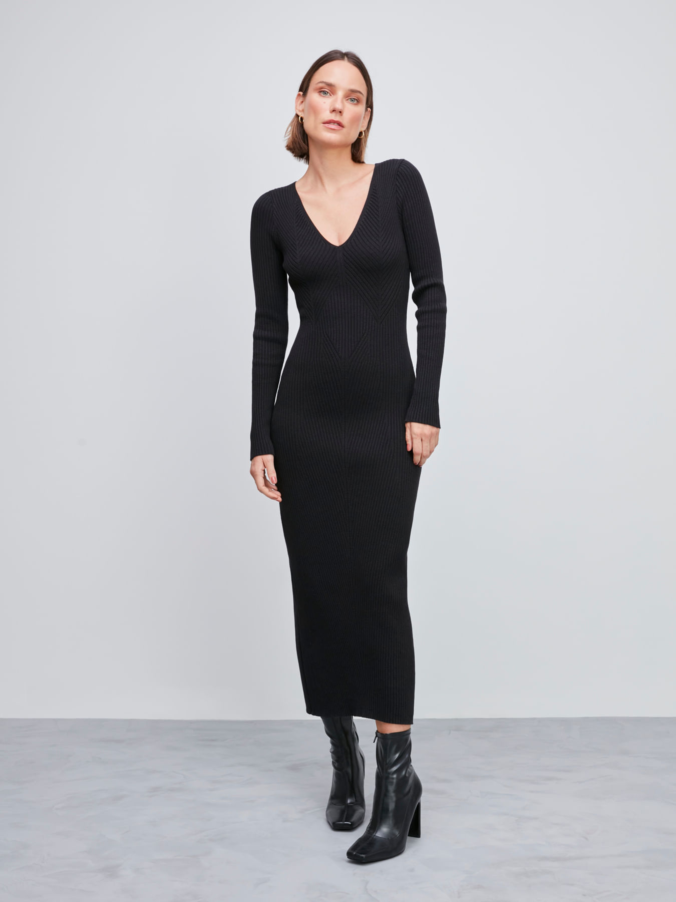 Vestido Midi Tramas 46828 Preto
