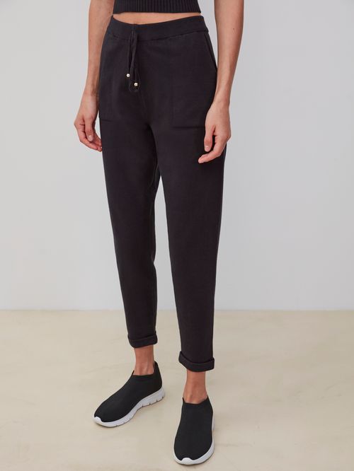 Black Italian Hem Knit Trousers