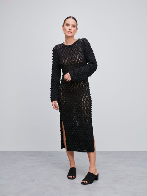 Vestido em Ponto Pipoca Preto