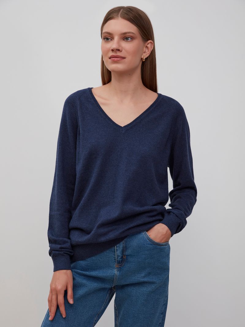 Navy blue v hot sale neck jumper