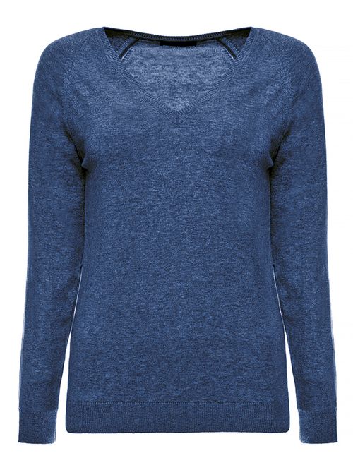 Basic Navy Blue V-Neck Sweater