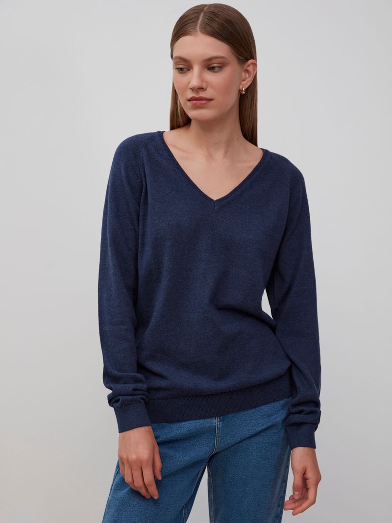 Navy blue v on sale neck jumper womens