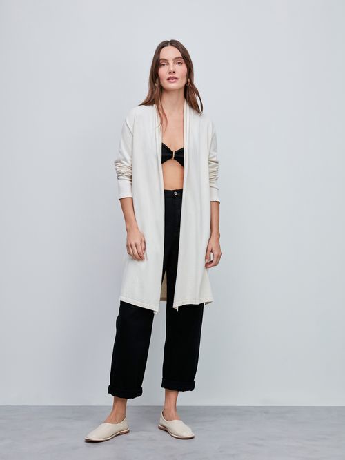 Cardigan Minimal Alongado Cru