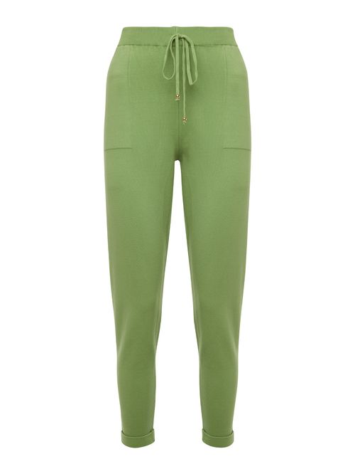 Calça em Tricô com Barra Italiana 28871 Verde
