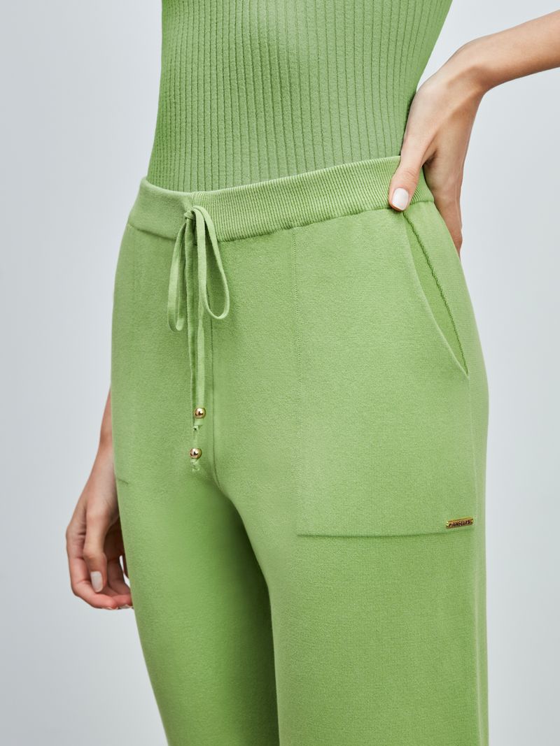 Knitted Pants with Italian Hem 28871 Green Anselmi Loja Online Oficial