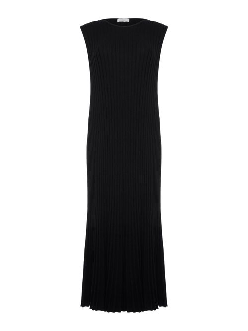 Pleated Midi Dress Black