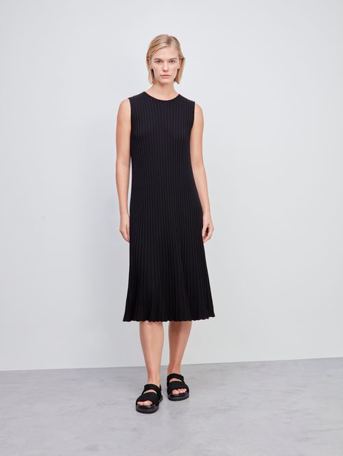 Pleated Midi Dress Black