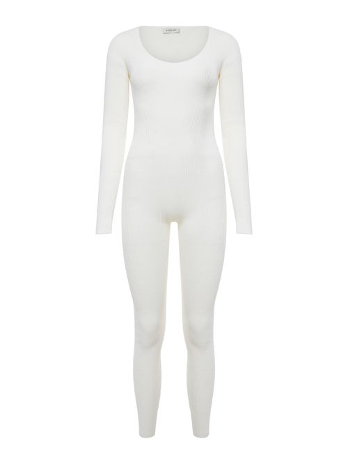 U-Neck Ribbed Jumpsuit 12370 Off white