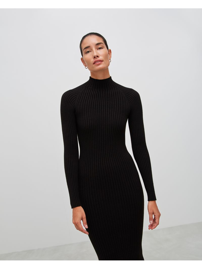 Long Sleeve Ribbed Midi Dress