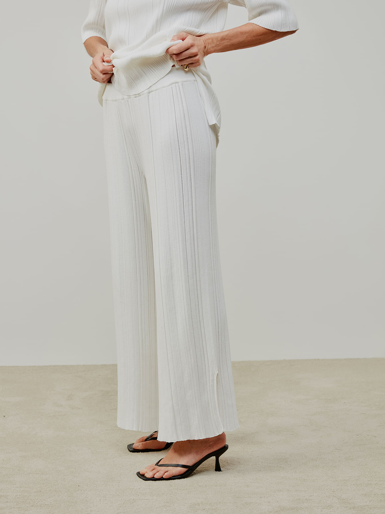 Calça Canelada Leve Anselmi + Ucha Meirelles 12238 Off white