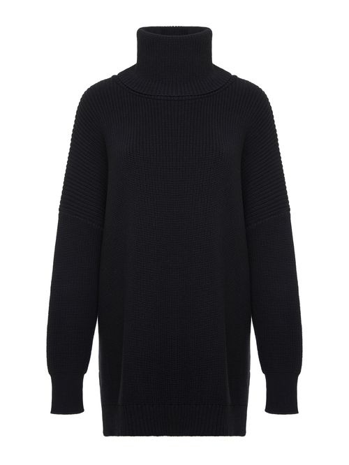 Maxi Pull Liso Gola Avulsa Preto