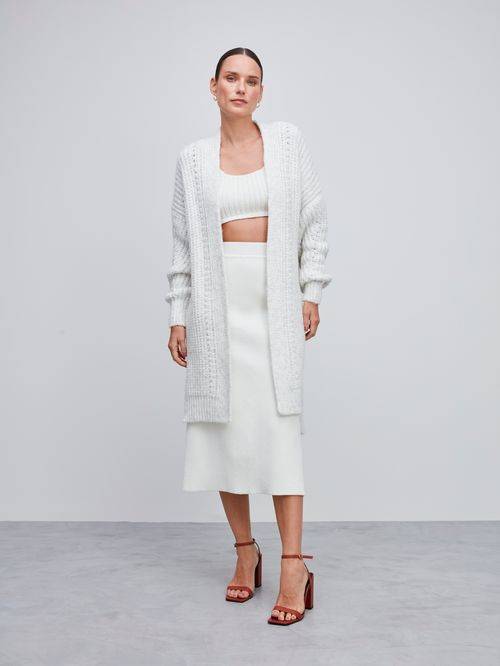 Casaco Mullet em Ponto Pérola Off white
