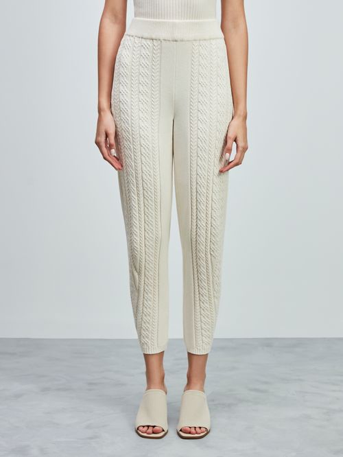 Calça Cenoura Mix de Tramas Cru