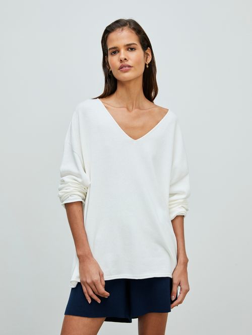 Suéter Amplo 100% Algodão Off white
