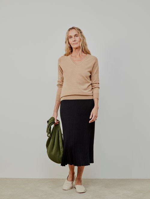 Basic 100% Cashmere Gola V Beige