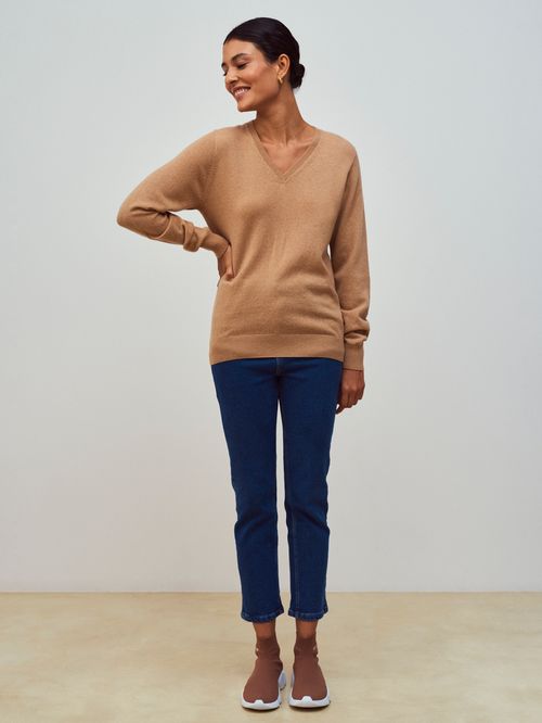 Basic 100% Cashmere V-Neck Camel