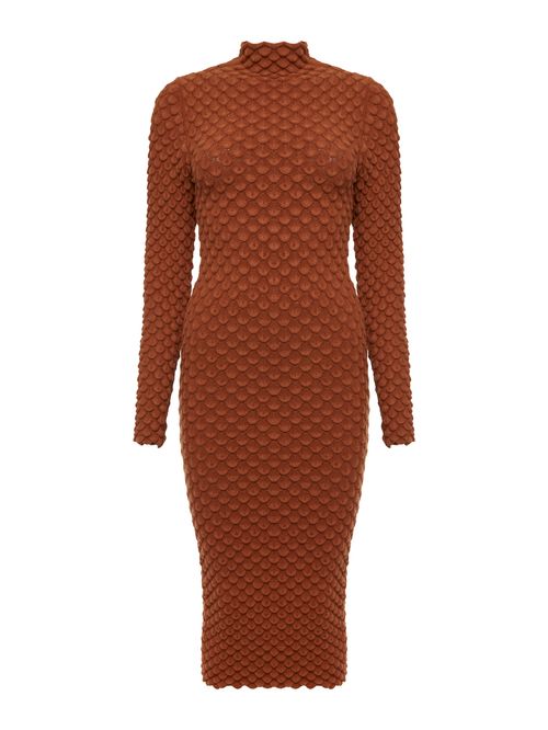 Vestido Midi Mini Escamas Canela