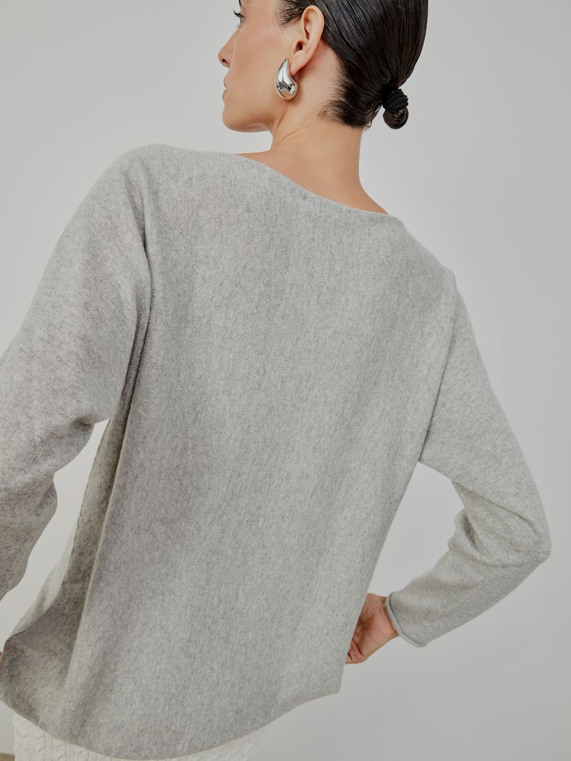 Grey boat neck sweater best sale