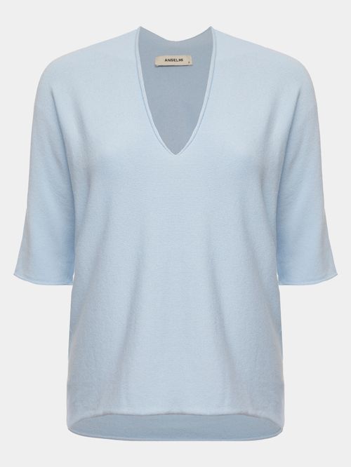 Blusa 3D Mangas Curtas Azul Celeste