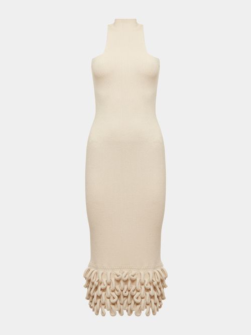 Vestido Midi com Franjas Cru