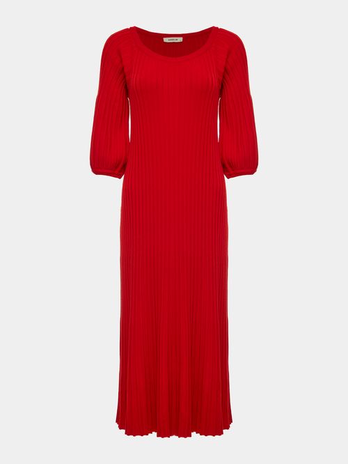 Vestido Midi Plissado Vermelho