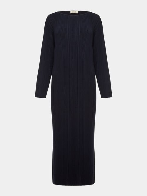 Navy Blue Lightweight Ribbed Dress