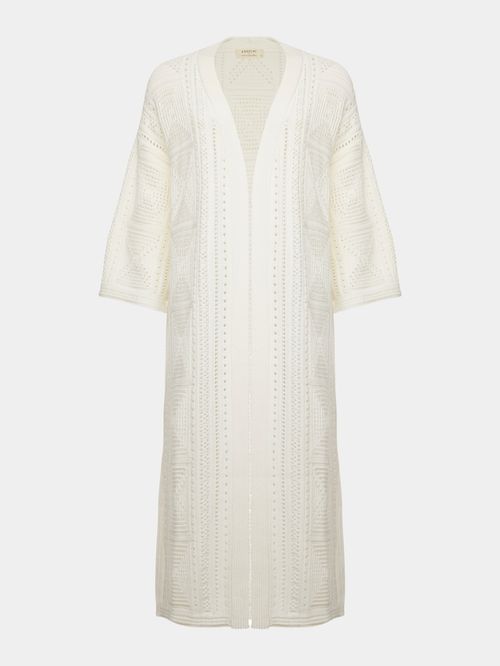 Off white Paneled Maxi Coat