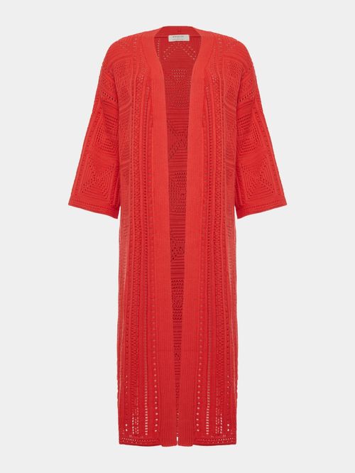 Red Panelled Maxi Coat