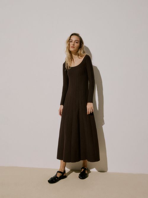 Anselmi Midi Dress by Casasola Chocolate