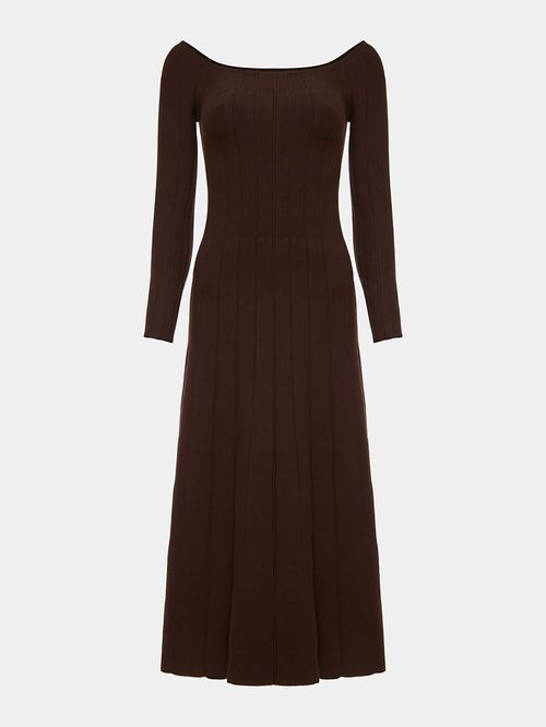 Anselmi Midi Dress by Casasola Chocolate