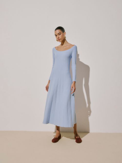 Anselmi Midi Dress by Casasola Sky Blue