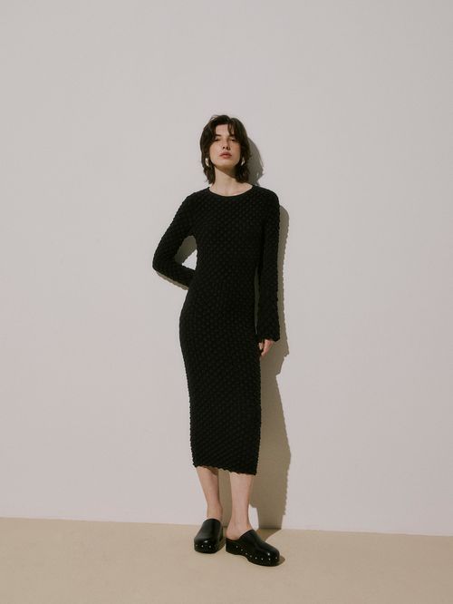 Vestido Midi Mini Escamas Aberto Preto