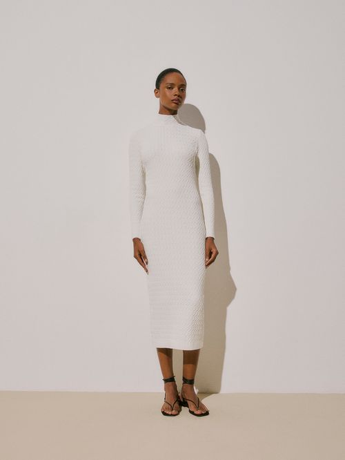 Vestido Midi Tranças Off white