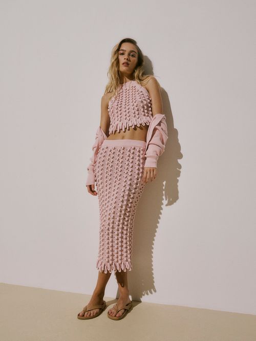 Saia Alças Midi Blush