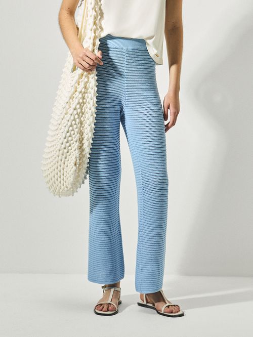 Calça Furos Reta Azul gelo