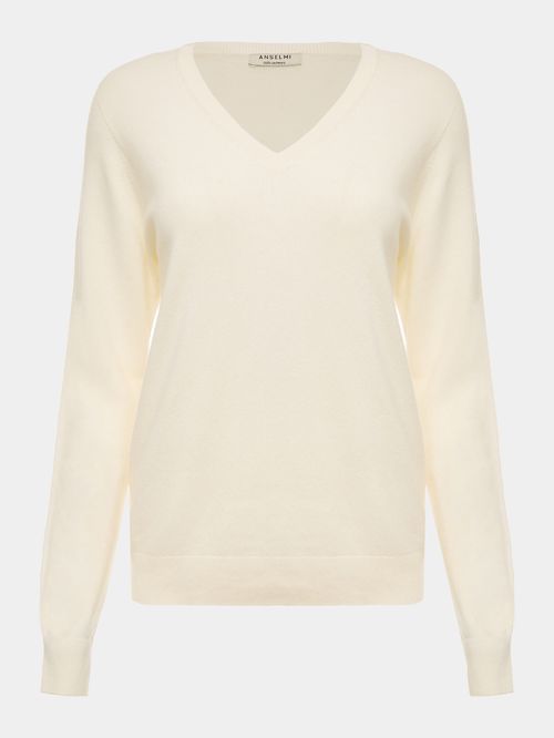 Básica 100% Cashmere Gola V Off white