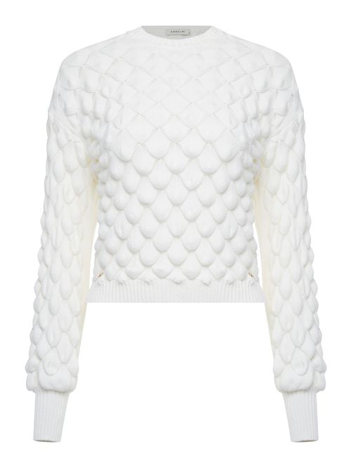 Blusa Manga Longa Escamas Off white