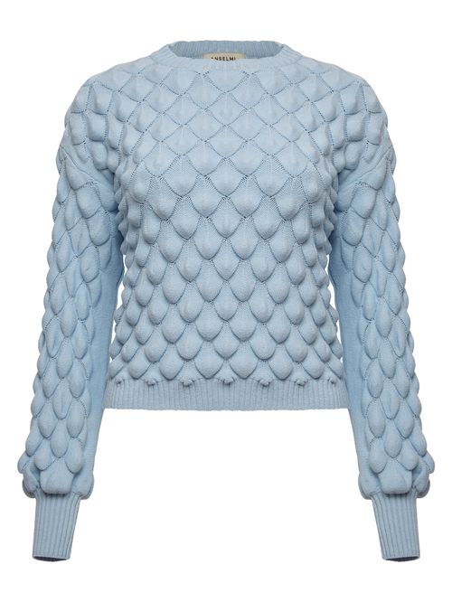 Blusa Manga Longa Escamas Azul gelo