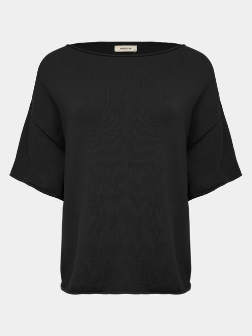 Basic Black Boat Neck Blouse