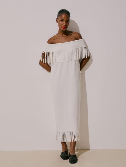 Fringed Dress Anselmi + Ucha Meirelles Off White
