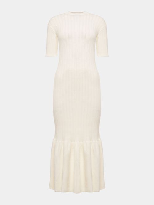 Off White Short Sleeve Long Dress