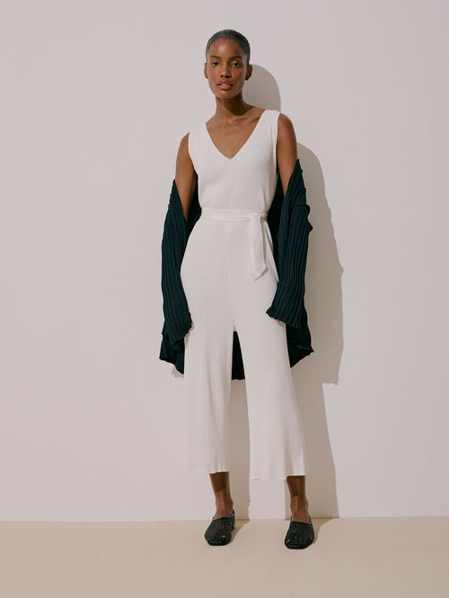 Macacão Canelado com Cinto  Off White