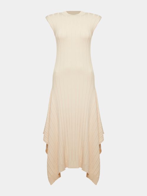 Vestido Regata Efeito Plissado Cru
