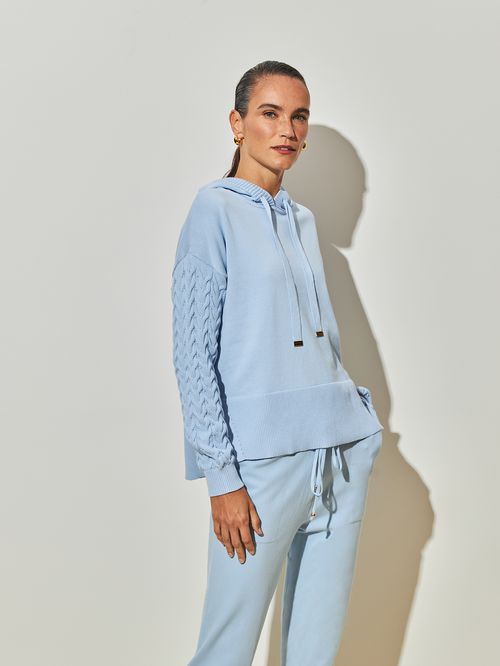 Ice Blue Hooded Sports Pullover
