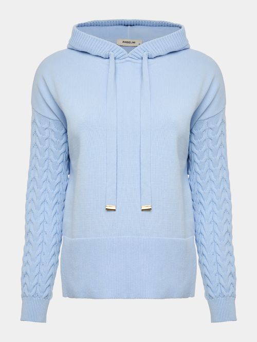 Ice Blue Hooded Sports Pullover