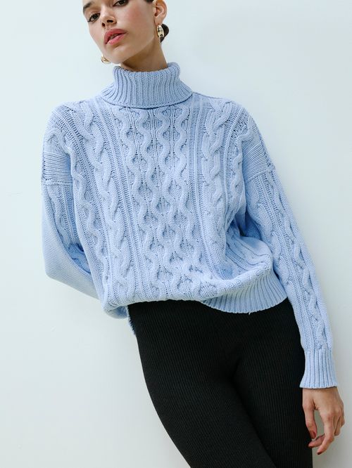 High Neck Sweater in Ice Blue