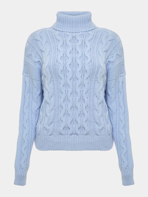 High Neck Sweater in Ice Blue
