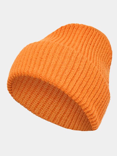 Orange Ribbed Knit Hat